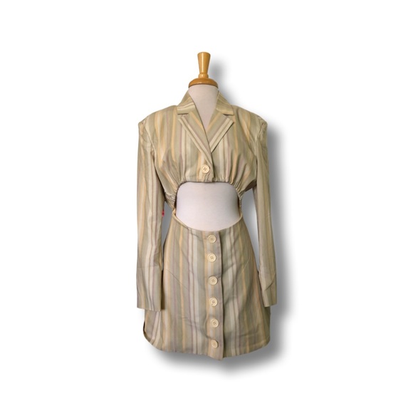 DANIELLE BERNSTEIN Dresses & Skirts - NWT Danielle Bernstein Blazer Dress with Celadon Stripes - Medium Petite Dress